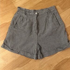 Vintage 90s Gingham Black and White High Waist Shorts Cotton Size 10